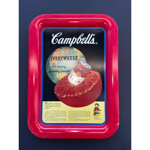 RED VINTAGE 1994 CAMPBELL'S SERVING TRAY TOMATO SOUP ADVERTISING PRE-OWNED - Picture 1 of 11